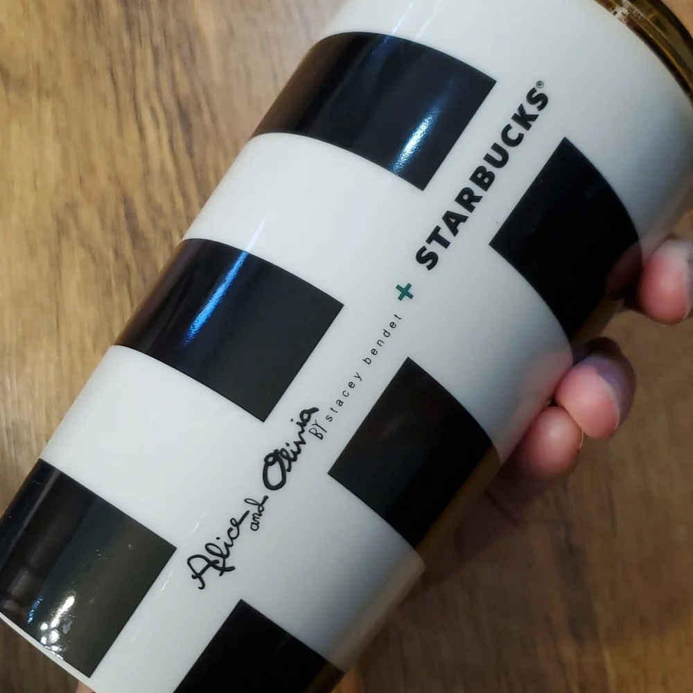 Starbucks +Stacey Bendet Alice and Olivia Striped‎ Tuxedo Bowtie Ceramic Mug